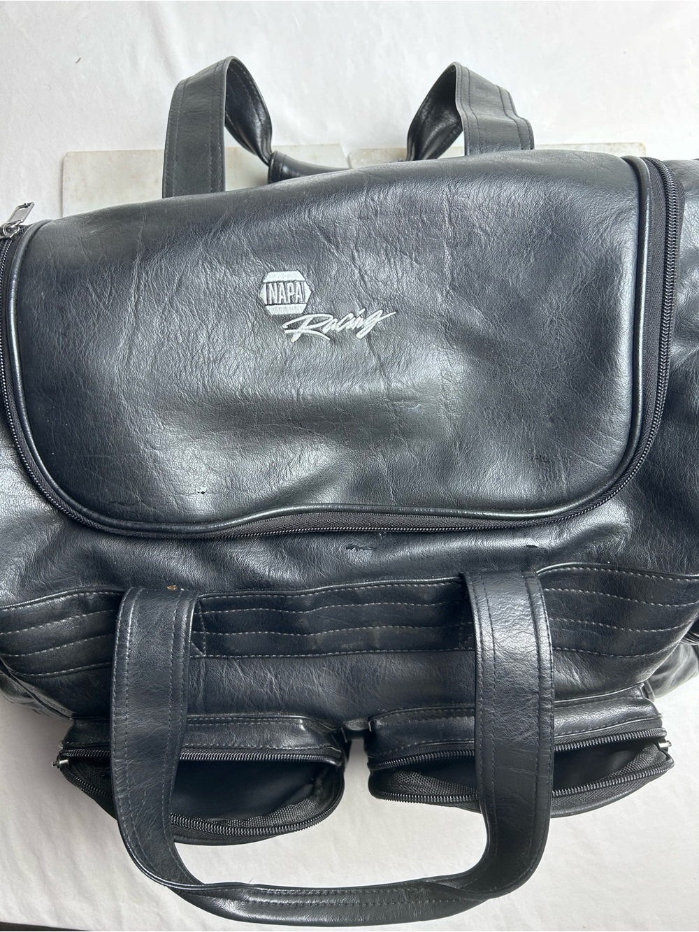Men’s Napa Racing Black Leather Travel Duffel / sports bag